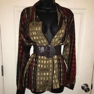 Earth toners Dream Blouse #Size L w/ belt